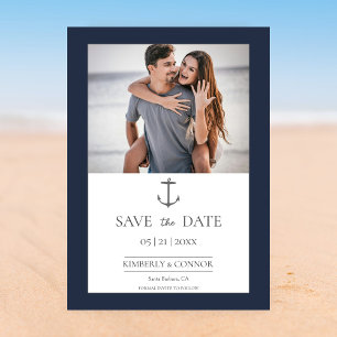 Simple Nautical Anchor Photo   Navy Blue Save The Date