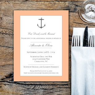 Simple Nautical Anchor Rehearsal Dinner Peach Invitation