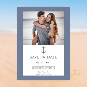 Simple Nautical Anchor Save the Date Dusty Blue