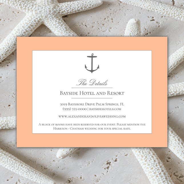 Simple Nautical Anchor Wedding | Peach Enclosure Card (Peach Fuzz Simple Nautical Anchor Wedding Enclosure Card)