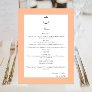 Simple Nautical Anchor Wedding   Peach Fuzz Menu