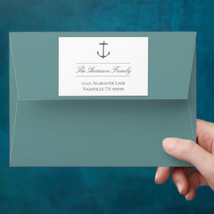 Simple Nautical Anchor Wedding   Teal Envelope