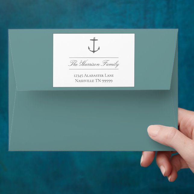 Simple Nautical Anchor Wedding | Teal Envelope (Hand)