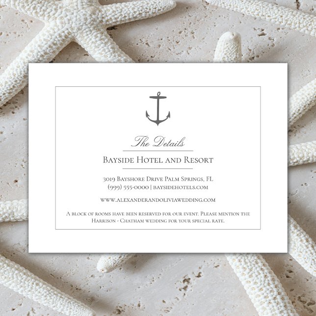 Simple Nautical Anchor Wedding | White Enclosure Card (White Simple Nautical Anchor Wedding Enclosure Card)