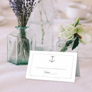 Simple Nautical Anchor Wedding White Place Card