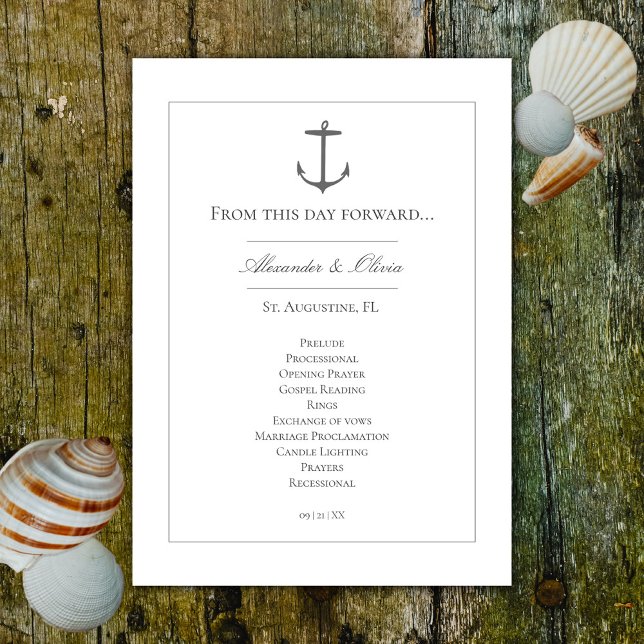 Simple Nautical Anchor Wedding | White Program (White Simple Nautical Anchor Wedding Program)