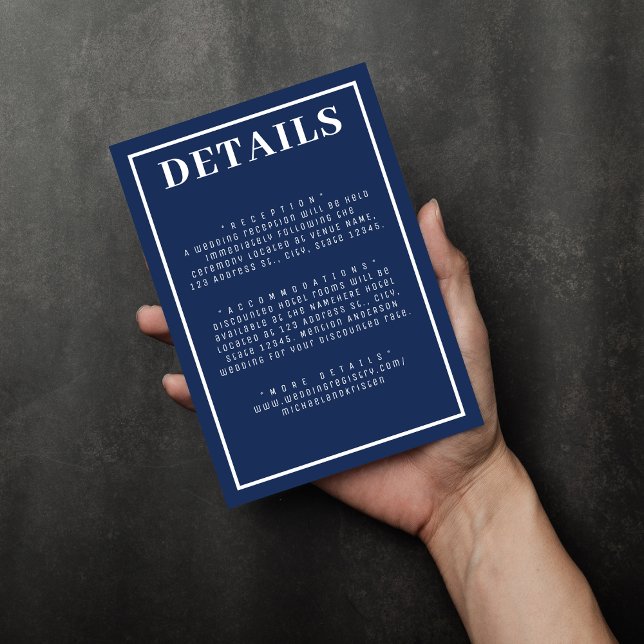 Simple Nautical Blue White Border Wedding  Enclosure Card (Simple Nautical Blue White Border Wedding Enclosure Card
)