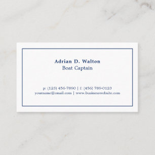 Simple Nautical Navy Blue and White Business Card