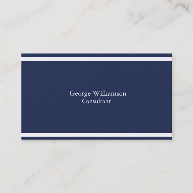 Simple Nautical Navy Blue and White Business Card (Front)