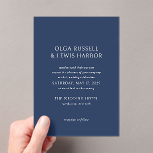 Simple Navy and Cream Modern Wedding Acrylic Invitations