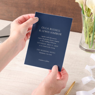 Simple Navy and Cream Modern Wedding Vellum Invitations