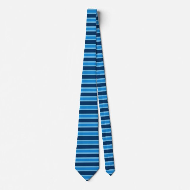 Simple Navy and Light Blue Horizontal Stripes Tie (Front)