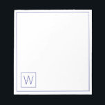 Simple Navy Blue and White Monogram Notepad<br><div class="desc">This monogrammed notepad features a simple and minimal monogram in classic navy blue and white that you can personalise with your choice of initial.  Great for gift bags.</div>