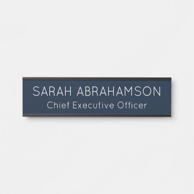 Simple Navy Blue and White Name Plate - Door Sign (Front)