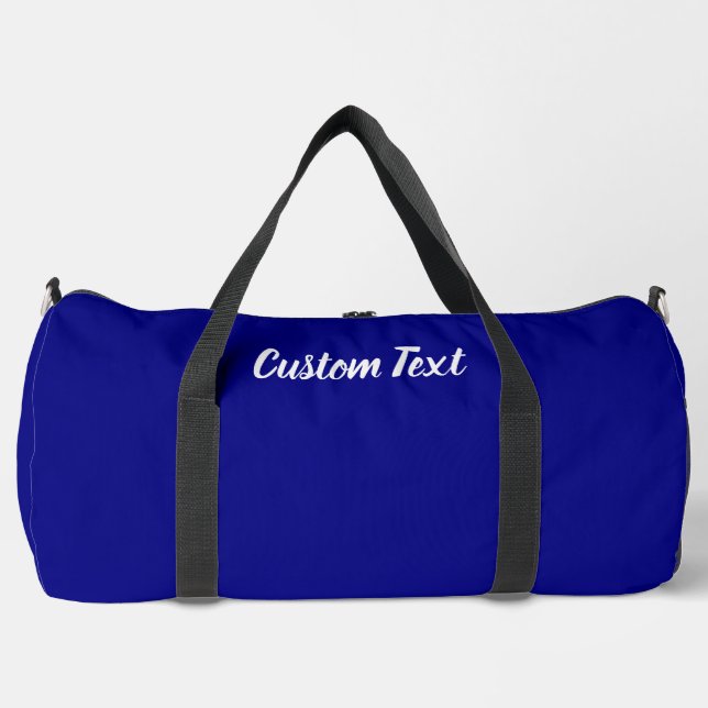 Simple Navy Blue and White Script Text Template Duffle Bag (Front)
