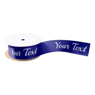 Simple Navy Blue and White Script Text Template Satin Ribbon