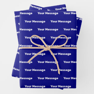 Simple Navy Blue and White Text Template Wrapping Paper Sheet