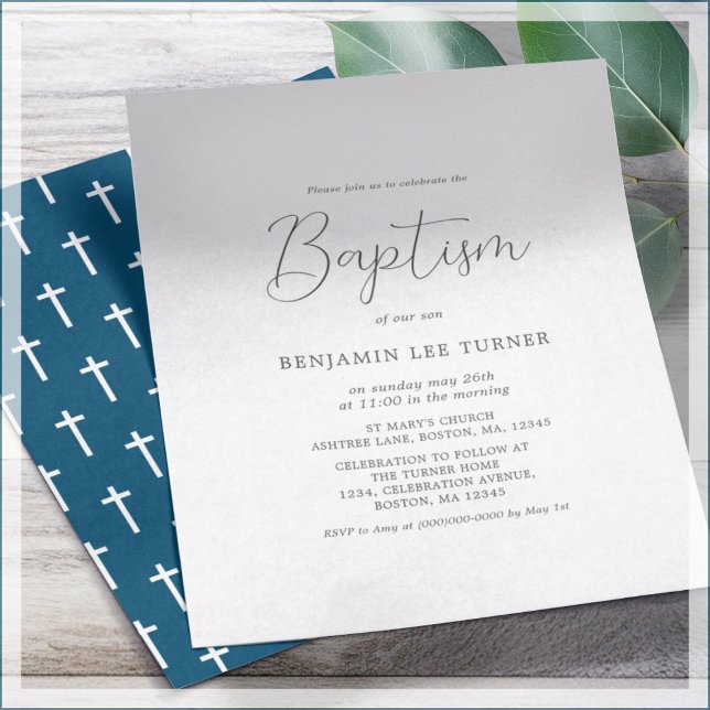 Simple Navy Blue | Baptism Invitation Flyer (Creator Uploaded)
