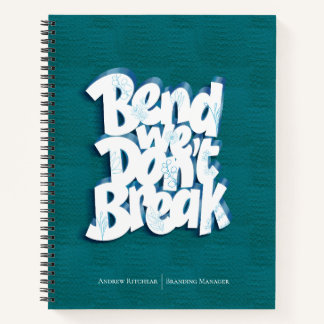 Simple Navy Blue Bend we don't break Motivate  Notebook
