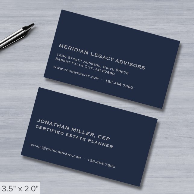 Simple Navy Blue Business Card (Creator Uploaded)