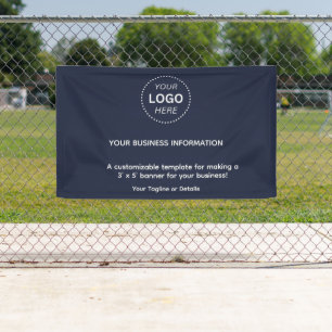 Simple Navy Blue Business Event Logo Text Banner