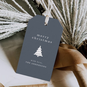 Simple Navy Blue Christmas Holiday Gift Tags