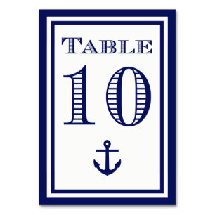 Simple Navy Blue Framed Anchor Table Card #10