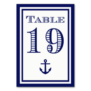 Simple Navy Blue Framed Anchor Table Card #19