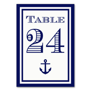 Simple Navy Blue Framed Anchor Table Card #24