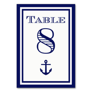 Simple Navy Blue Framed Anchor Table Card #8