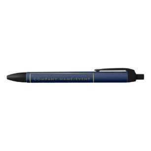 Simple Navy Blue & Gold Foil Effect, Company/Event Black Ink Pen
