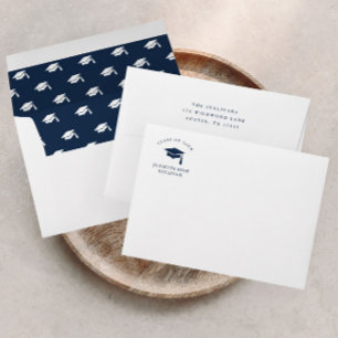 Simple Navy Blue Graduation  Envelope