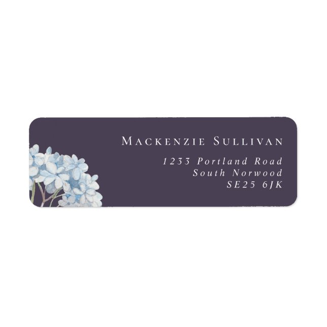 Simple Navy Blue Hydrangeas Return Address Label (Front)