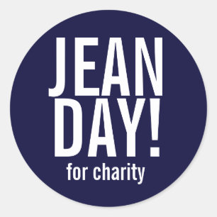 Simple Navy Blue Jean Day Stickers