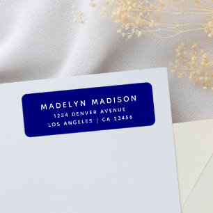 Simple Navy Blue Minimalist Elegant Return Address Label