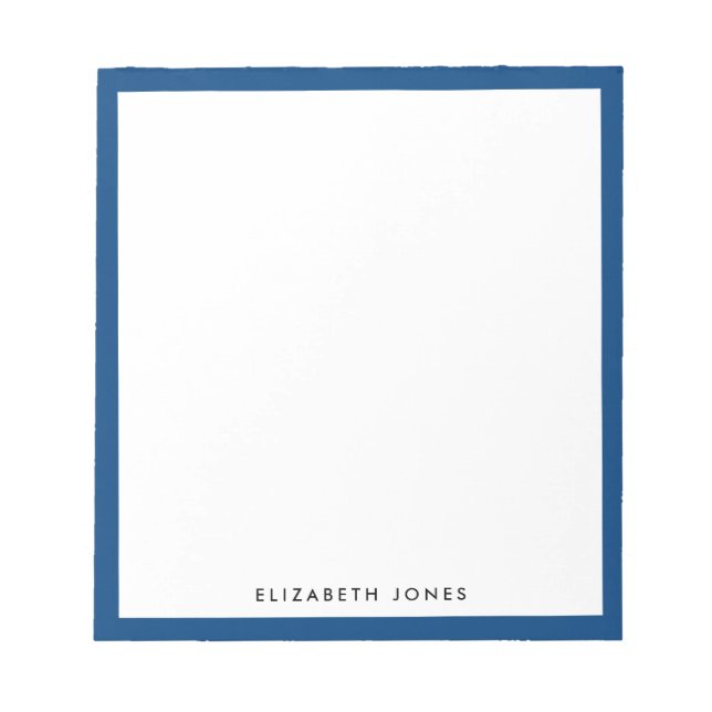 Simple Navy Blue Minimalist Modern Stylish Border Notepad (Front)