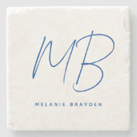 Simple Navy Blue Minimalist Monogram