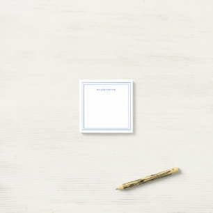 Simple Navy Blue Minimalist Monogram Two Border  Post-it Notes