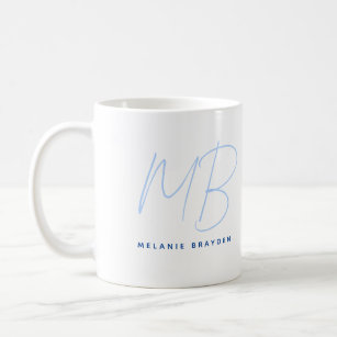 Simple Navy Blue Minimalist Two Monogram Name Coffee Mug