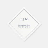 Simple Navy Blue Monogram Elegant Wedding