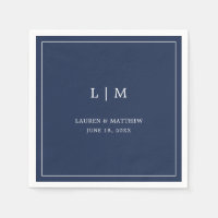Simple Navy Blue Monogram Elegant Wedding