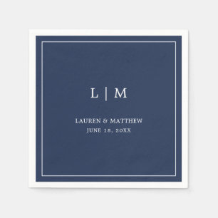 Simple Navy Blue Monogram Elegant Wedding Napkin