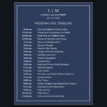 Simple Navy Blue Monogram Elegant Wedding Timeline<br><div class="desc">Simple Wedding Timeline featuring a modern yet elegant design with your two letter monogram at the top and your details surrounded by a thin border. All text is in white over a navy blue background and may be changed to any colours you wish by clicking the "customise" button. A chic...</div>