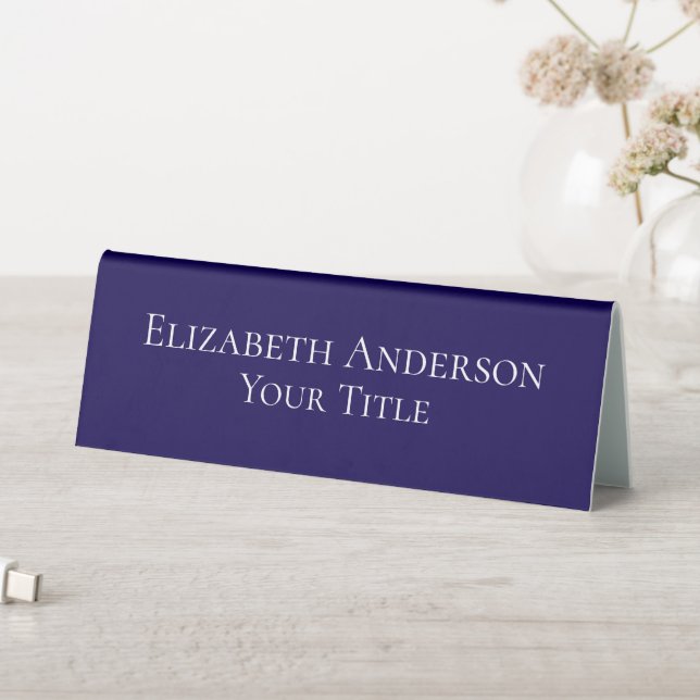 Simple Navy Blue Name Plate (In SItu (Table))