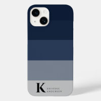 Simple Navy Blue Ombre Grey Classic Monogram