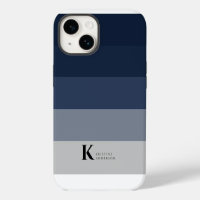 Simple Navy Blue Ombre Grey Classic Monogram