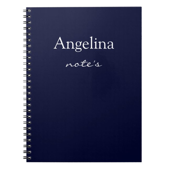Simple Navy Blue Personalized Add Your Name Notebook (Front)