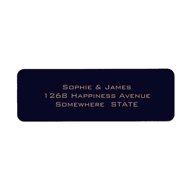 Simple Navy Blue Soft Gold Wedding Return Address Label (Front)