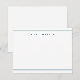 Simple Navy Blue Triple Line Two Border Name Card