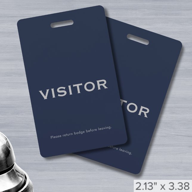 Simple Navy Blue Visitor Badge ID Badge (Creator Uploaded)
